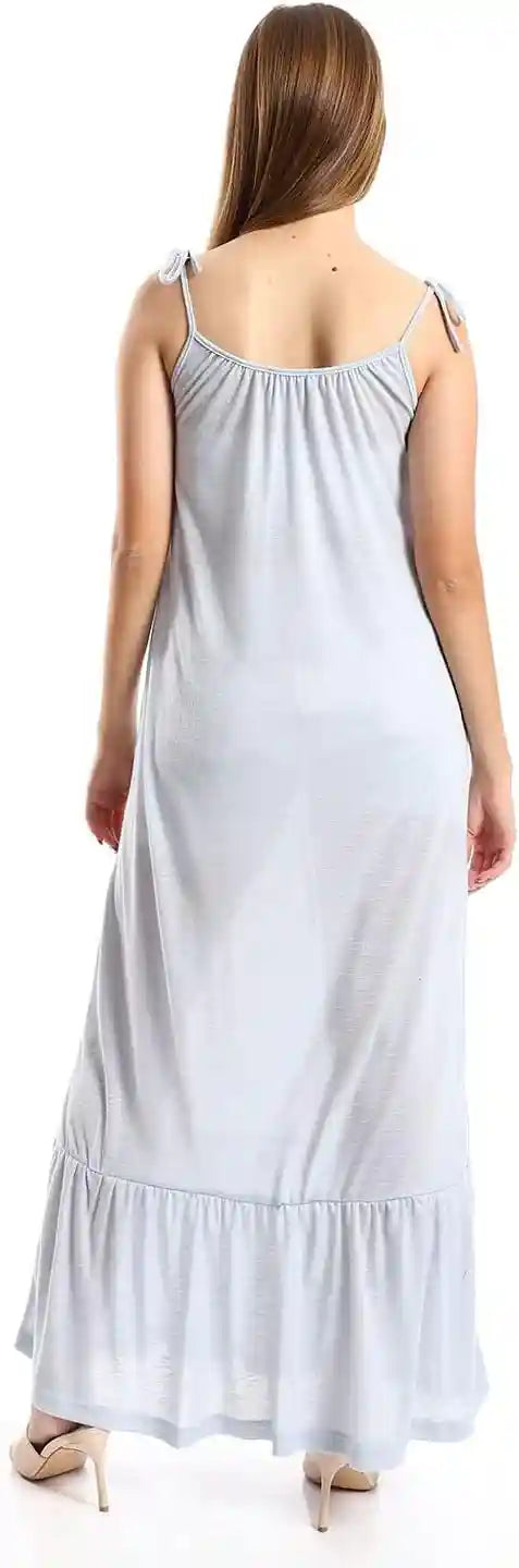 JAMILA Women Knitted Wide Round Collar Tiered Casual Dress DRESS - Safqqa Egypt