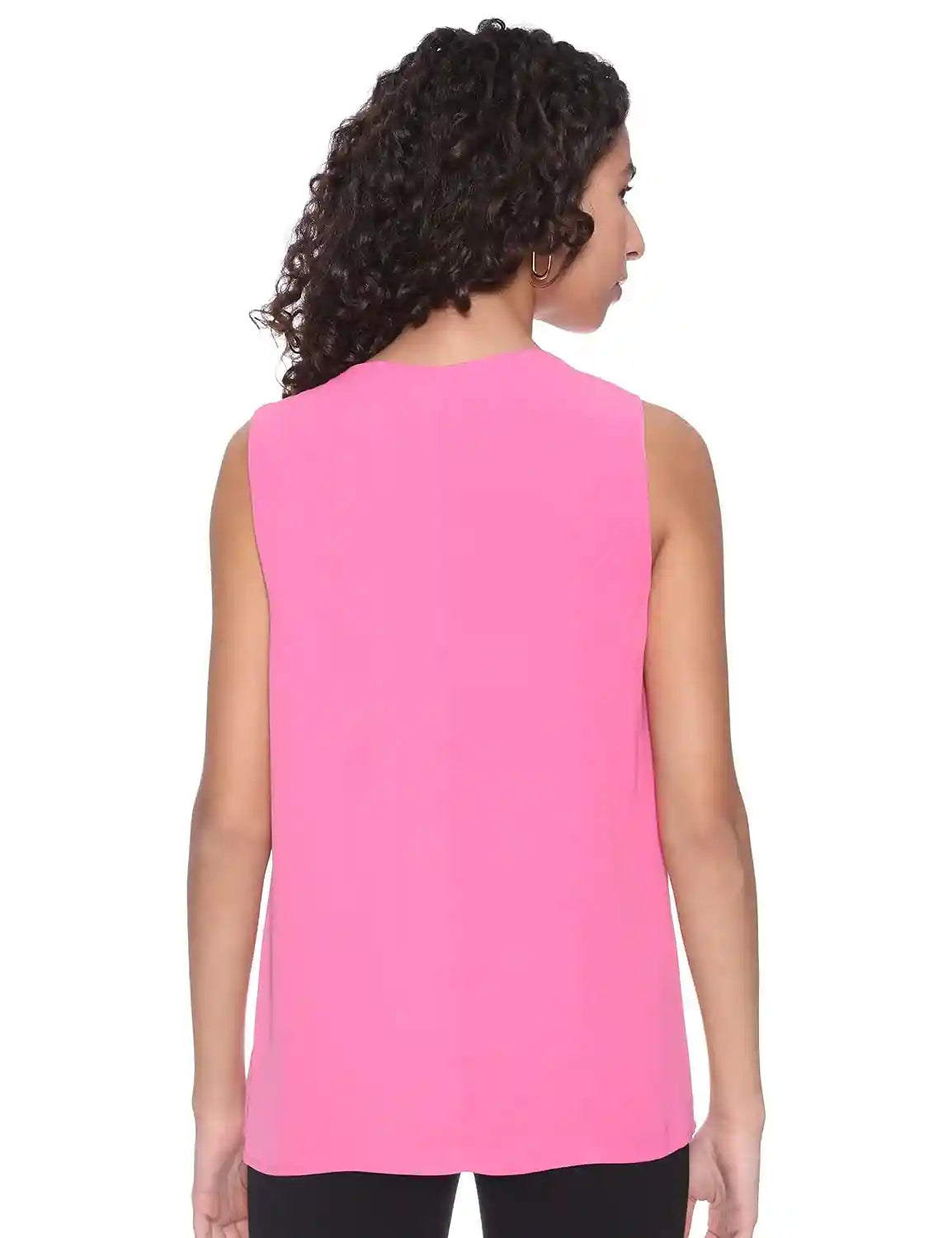 Dalydress Plain Front Pleats Sleeveless Round Neck Polyester Blouse for Women - Safqqa Egypt