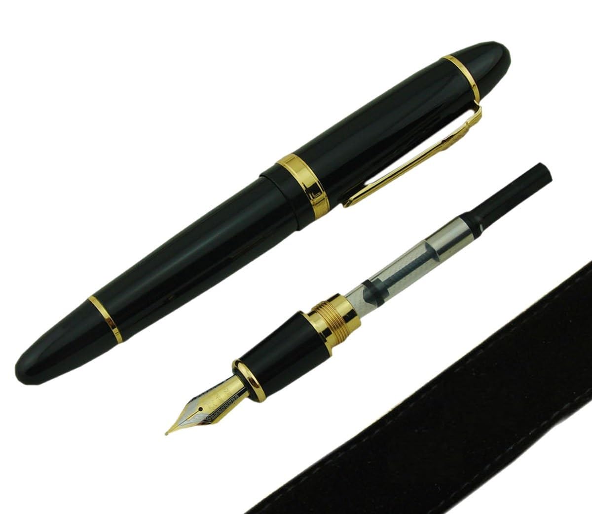 قلم الحبر الأسود المزخرف باللون الذهبي أداة كتابة فاخرة تجمع بين الأناقة والدقة. يتميز برأس دقيق جداً يوفّر تدفقاً سلساً للحبر وكتابة جميلة، مما يجعله مثالياً لـ الخط العربي