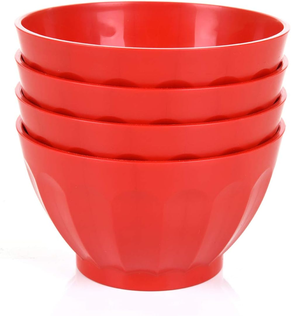 وعاء 1.8 لتر غير قابل للكسر (أحمر - 4 طقم)
