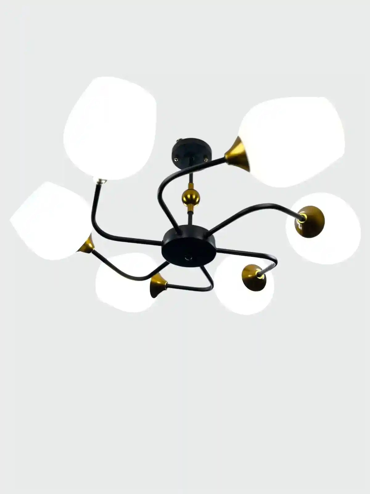 Modern 6-Arm Glass Ceiling Chandelier – Black & Gold - Safqqa Egypt