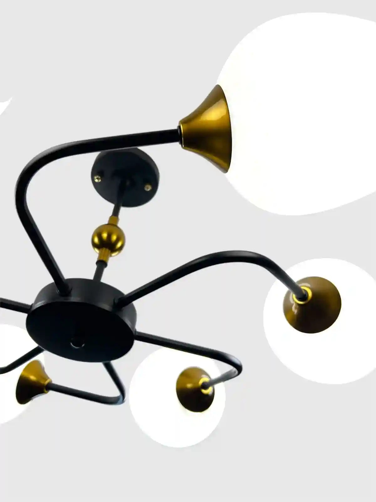 Modern 6-Arm Glass Ceiling Chandelier – Black & Gold - Safqqa Egypt