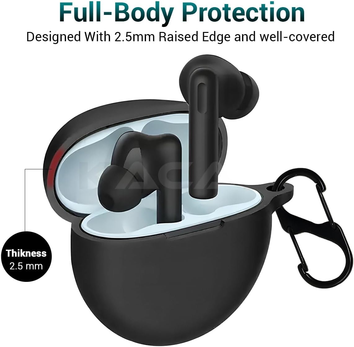 KACA Protective Shockproof Silicone Cover Case with Buckle Compatible with Oppo Enco Buds - Safqqa Egypt