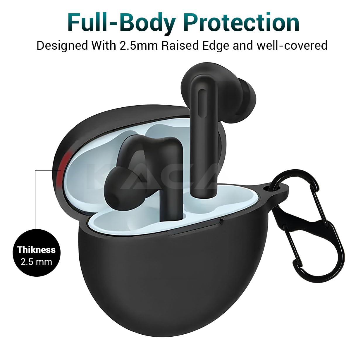 KACA Protective Shockproof Silicone Cover Case with Buckle Compatible with Oppo Enco Buds - Safqqa Egypt