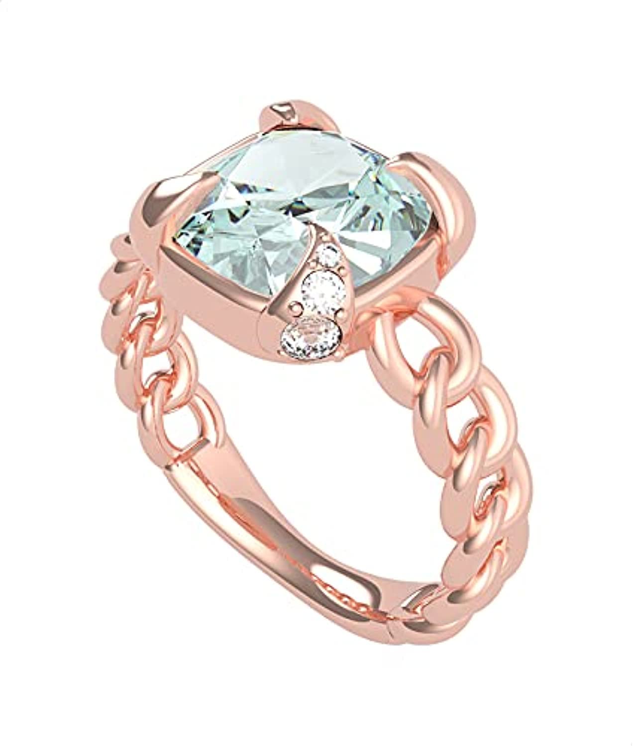 Guess Stainless Steel Zircon Middle Stone Ring for Women - Rose Gold