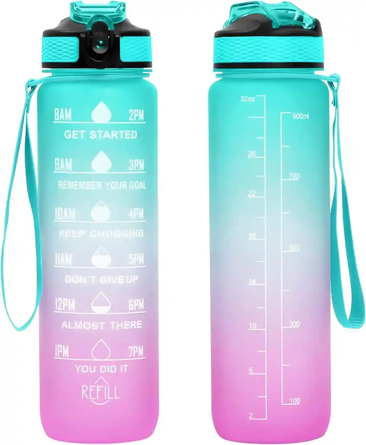 Generic 1 Litter Leakproof BPA Free Drinking Water Bottle with Time Marker & Straw to Ensure You Drink Enough Water Throughout The Day for Fitness and Outdoor Enthusiasts - Safqqa Egypt