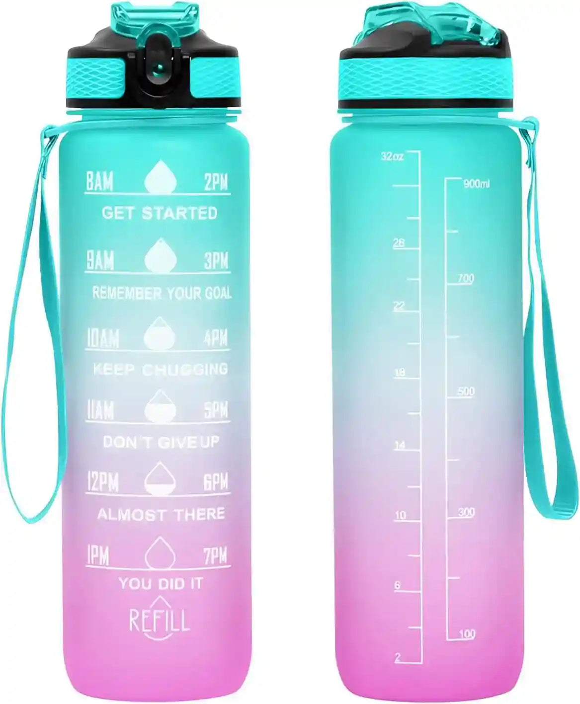 Generic 1 Litter Leakproof BPA Free Drinking Water Bottle with Time Marker & Straw to Ensure You Drink Enough Water Throughout The Day for Fitness and Outdoor Enthusiasts - Safqqa Egypt