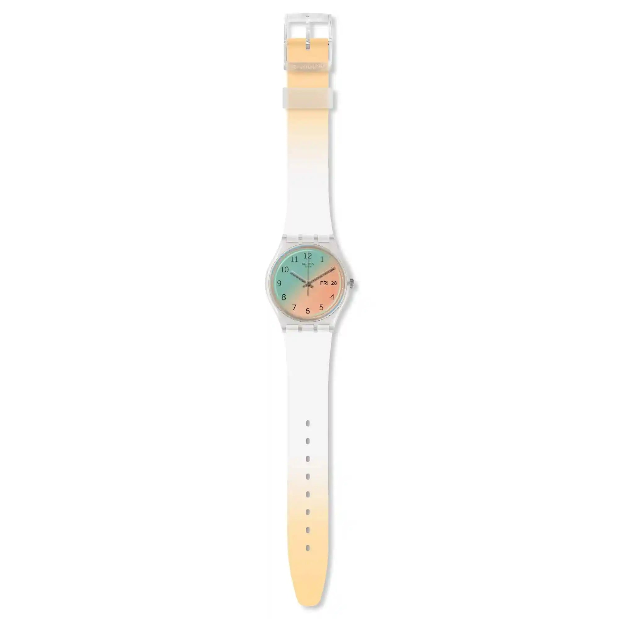 Swatch Silicone Two-Tone Dial Round Analog Watch for Women - - Safqqa Egypt