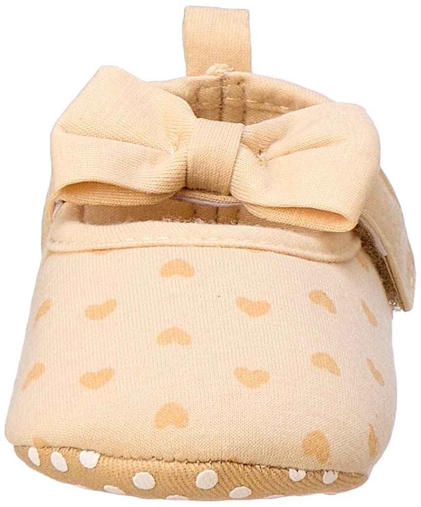 Mix & Max Hearts-Pattern Bow-Detail Mary Jane Shoes for Girls - Beige, 9 - 12 Months - Safqqa Egypt