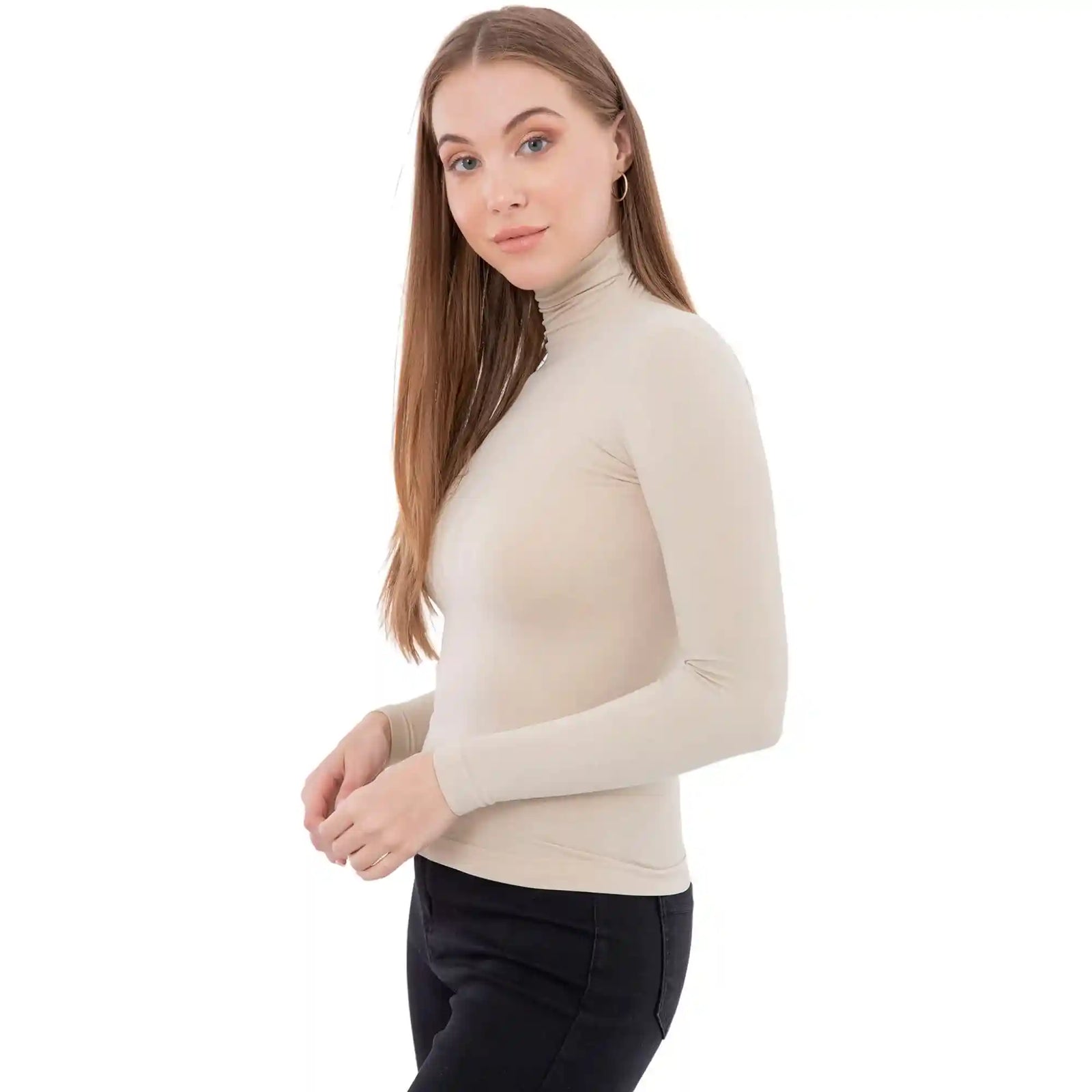 CARINA Womens Long Sleeves High-Neck Solid Undershirt - Safqqa Egypt