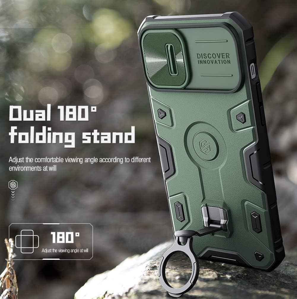 Nillkin CamShield Armor Pro Magnetic Series Cover Case Designed For Apple iPhone 14 Plus - Dark Green - Safqqa Egypt