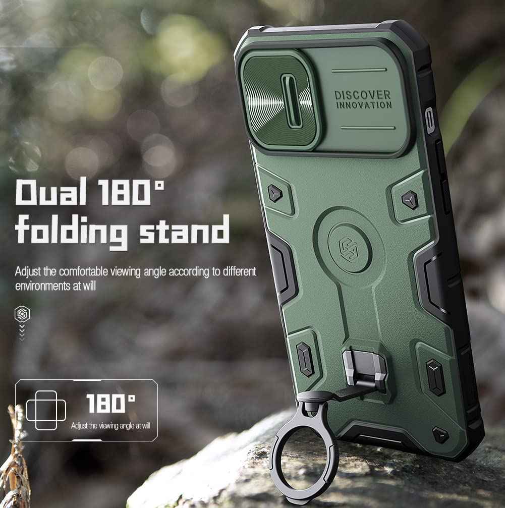Nillkin CamShield Armor Pro Magnetic Series Cover Case Designed For Apple iPhone 14 Plus - Dark Green - Safqqa Egypt