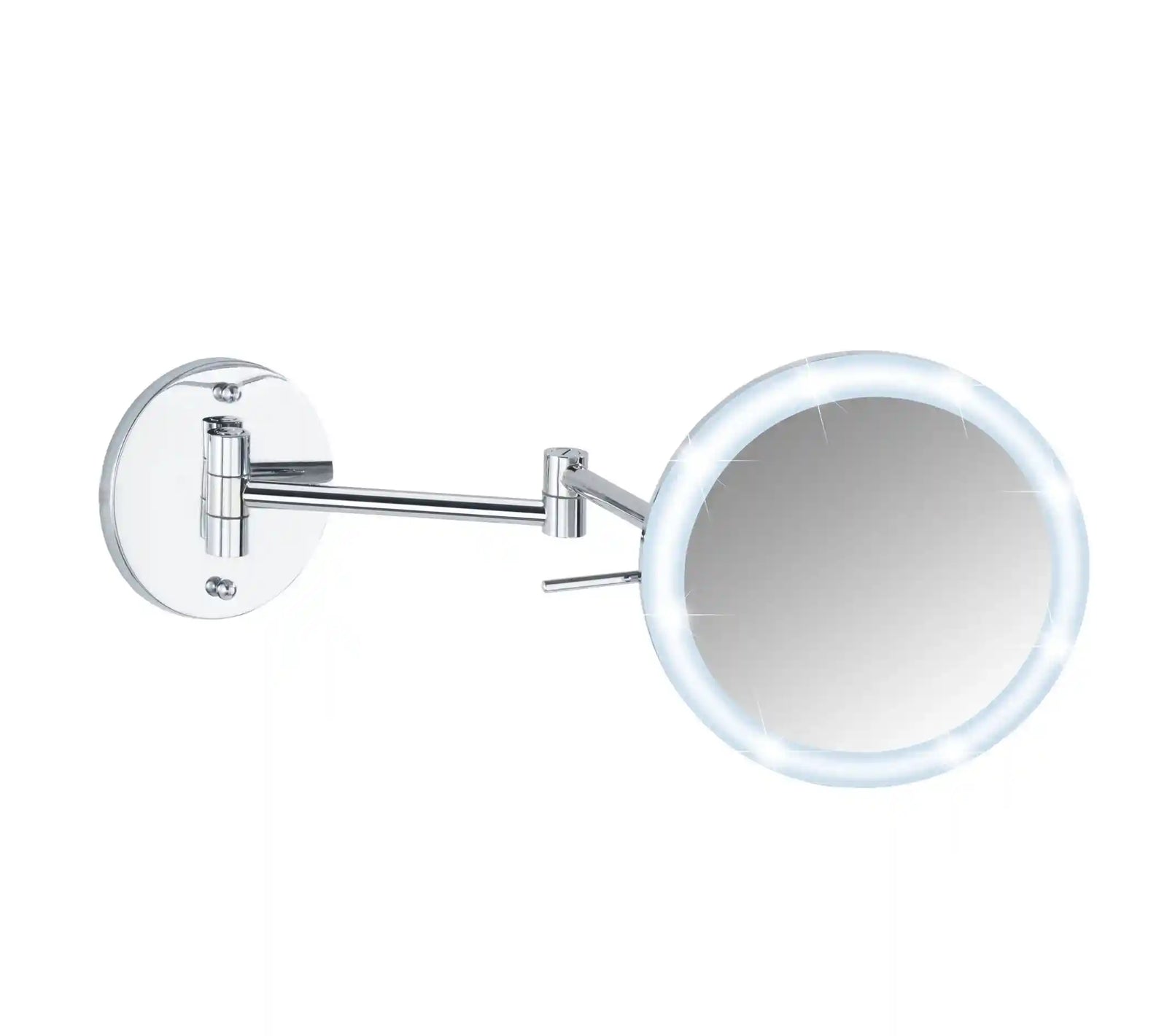 WENKO Aura LED Power-Loc Wall Mirror – Steel, No Drilling Required, Magnifying Cosmetic & Vanity Mirror, Chrome - Safqqa Egypt