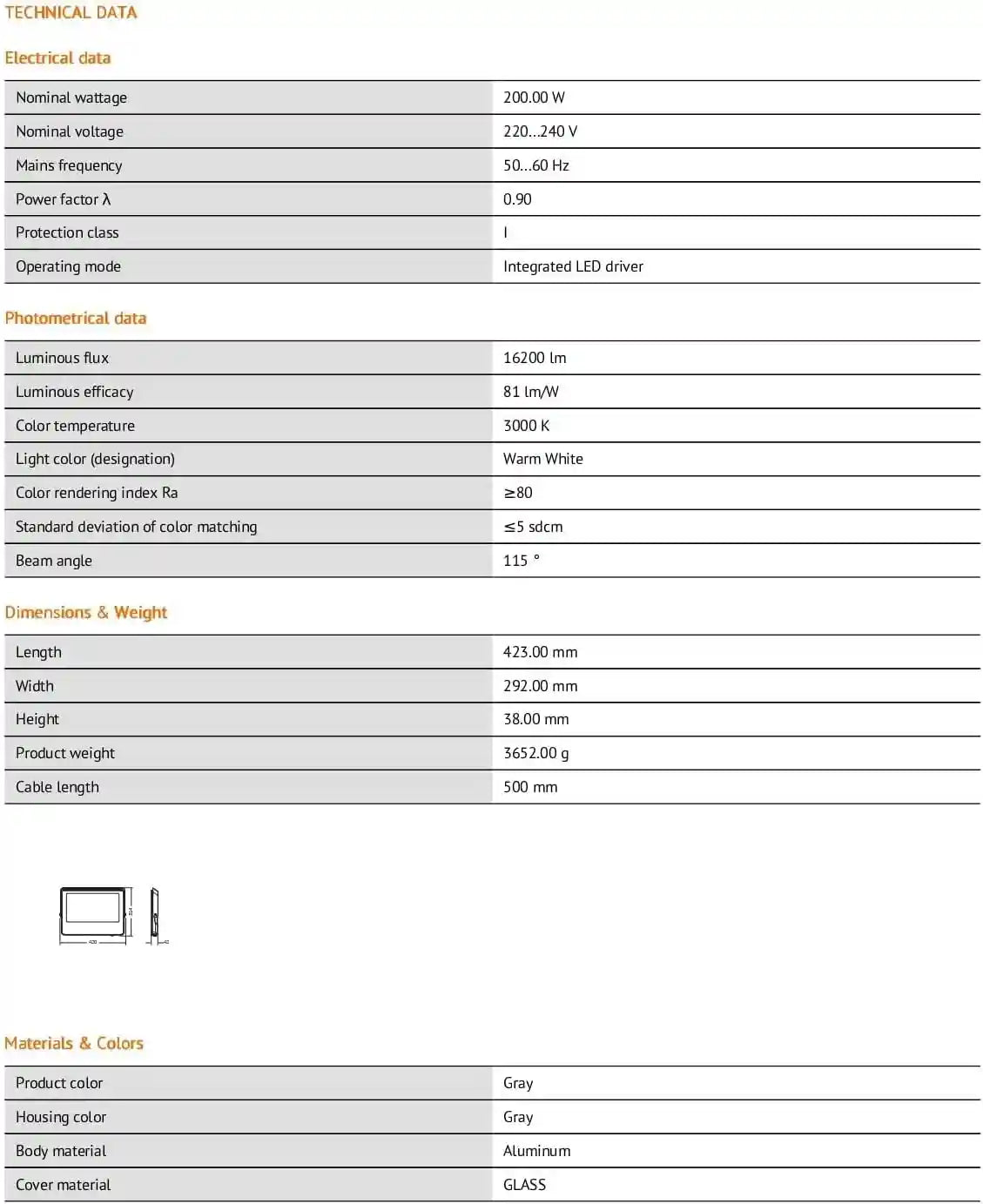 Ledvance Led Eco Flood Light 100 W, White, Warm White, Ledv-Eco-Fl-200W-Cw- Damage Box - Safqqa Egypt