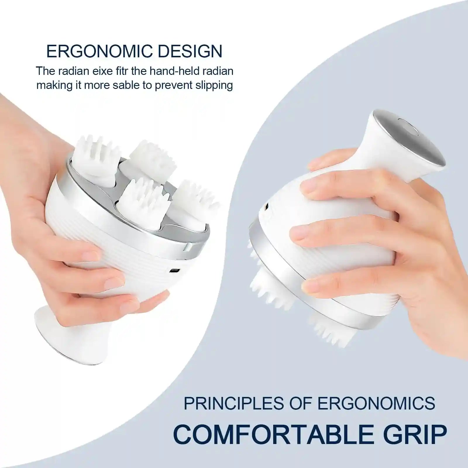 LIARTY White Electric Scalp Head Massager With 4 Removable Heads Attachments For Stimulating Hair Growth - Safqqa Egypt