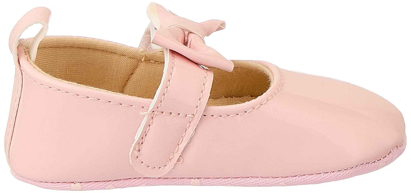 Mix & Max Front Bow Velcro Strap Shoes for Girls - Pink,0 - 6 Months - Safqqa Egypt