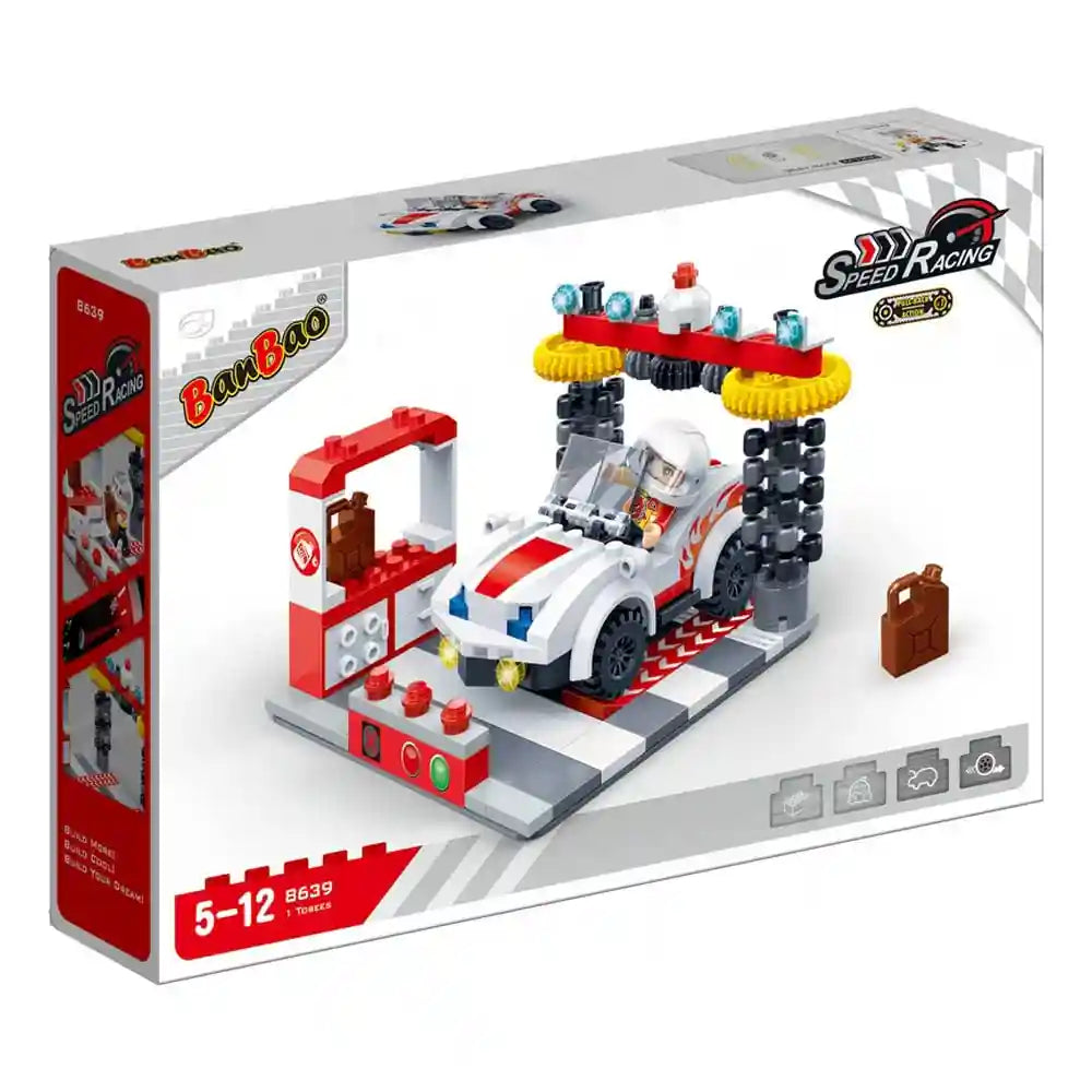 BanBao Vehicle Cleaning and Maintenance Area - Pull Back Cars for Toddlers (219 Pieces) B8639 - Safqqa Egypt