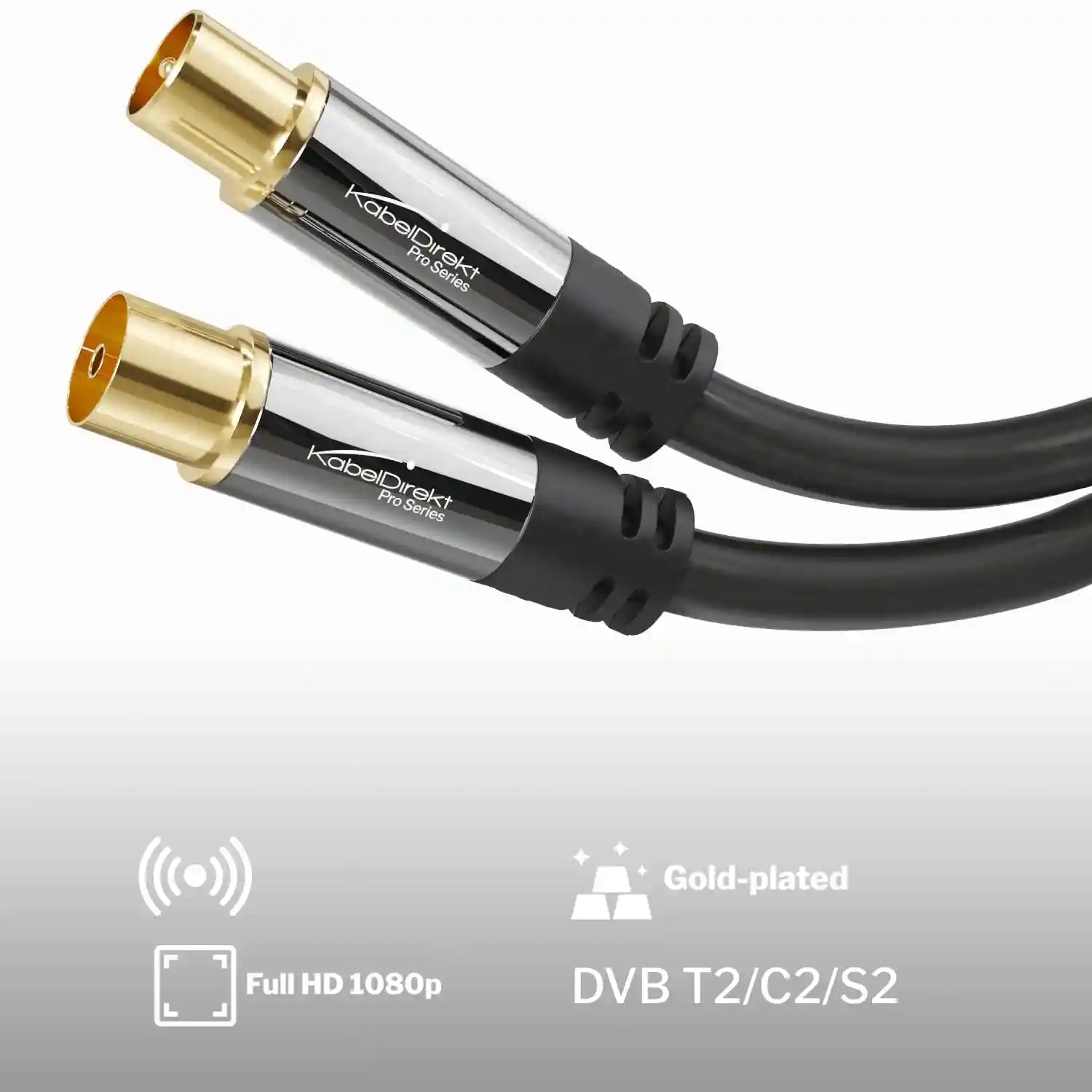 KabelDirekt – 4K TV Aerial Cable, Coaxial Cable – 20m – For Digital & Analogue TV, Metal Connectors – Available in 0.5-20m (Plug to Socket, for DVB-C/DVB-T/DVB-S, black) - Safqqa Egypt