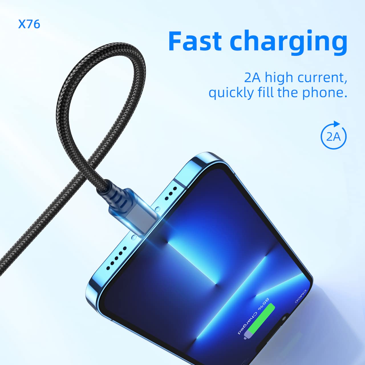 كابل شحن هوكو X76 4 في 1 – يو إس بي A إلى تايب C / مايكرو USB / لايتنينج (1 متر – 2A)