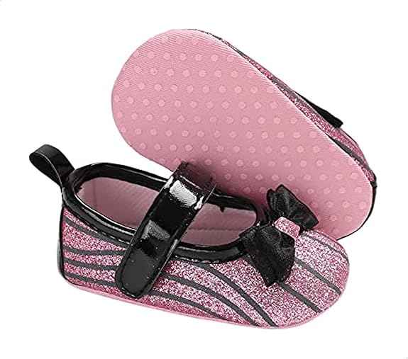 Mix & Max Striped Front Bow Velcro Strap Shoes for Girls - Safqqa Egypt