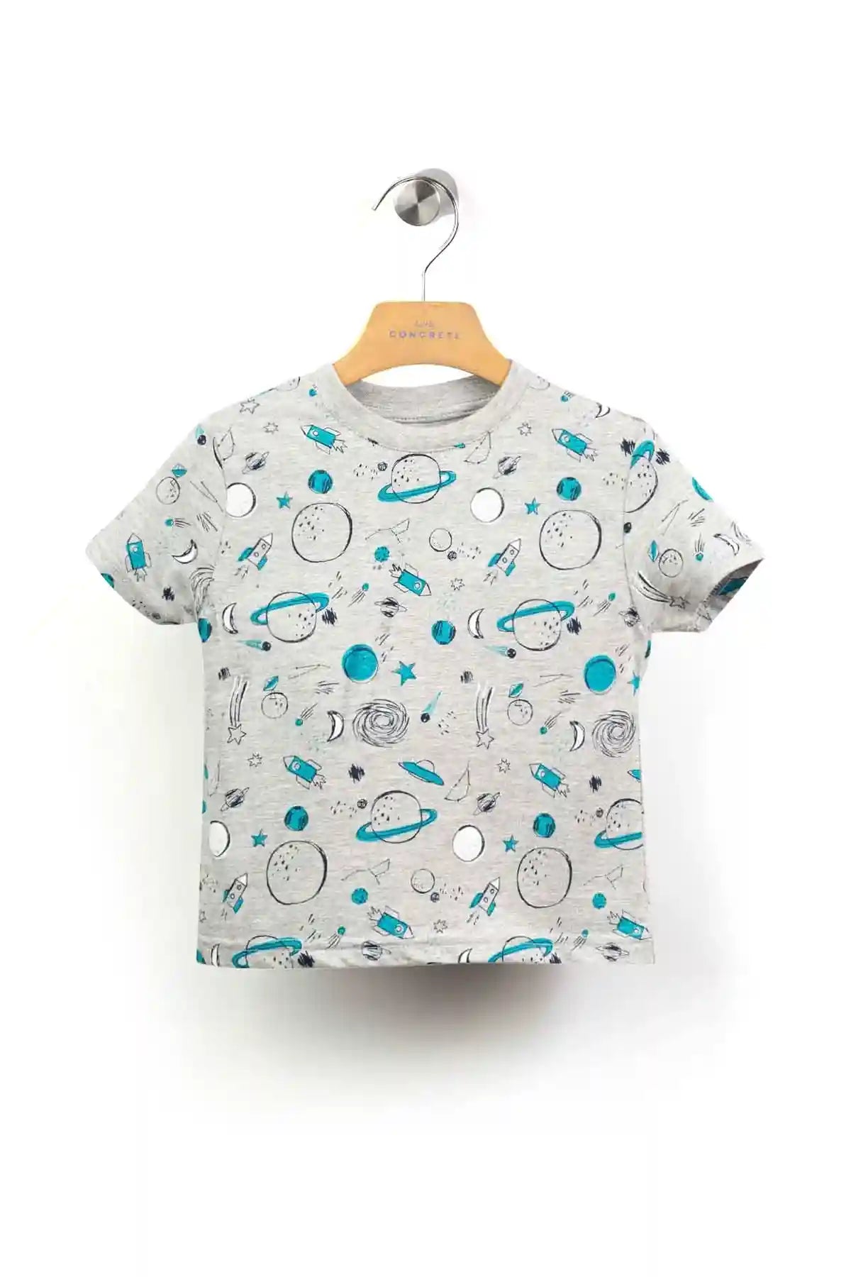 CONCRETE 1-Piece Pyjama T-Shirt for Boys, Grey - Safqqa Egypt