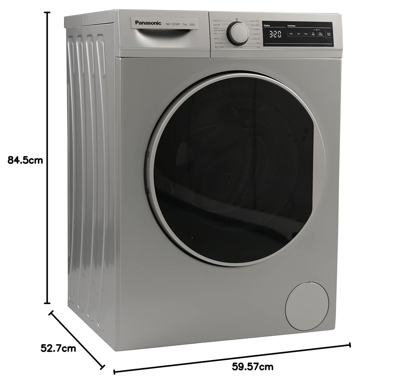 غسالة اوتوماتيك بالكامل 7 كجم 1200 لفة في الدقيقة من باناسونيك، لون فضي