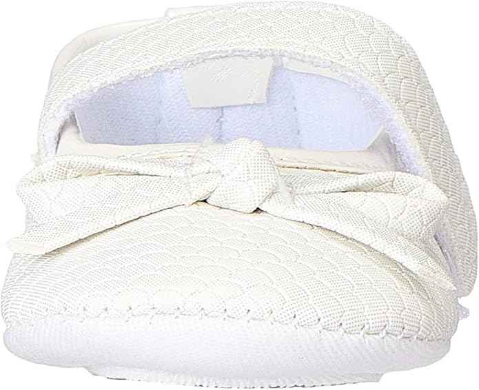 Mix & Max Embossed Pattern Front Bow Velcro Strap Shoes for Girls - 0 - 6 Months - Safqqa Egypt