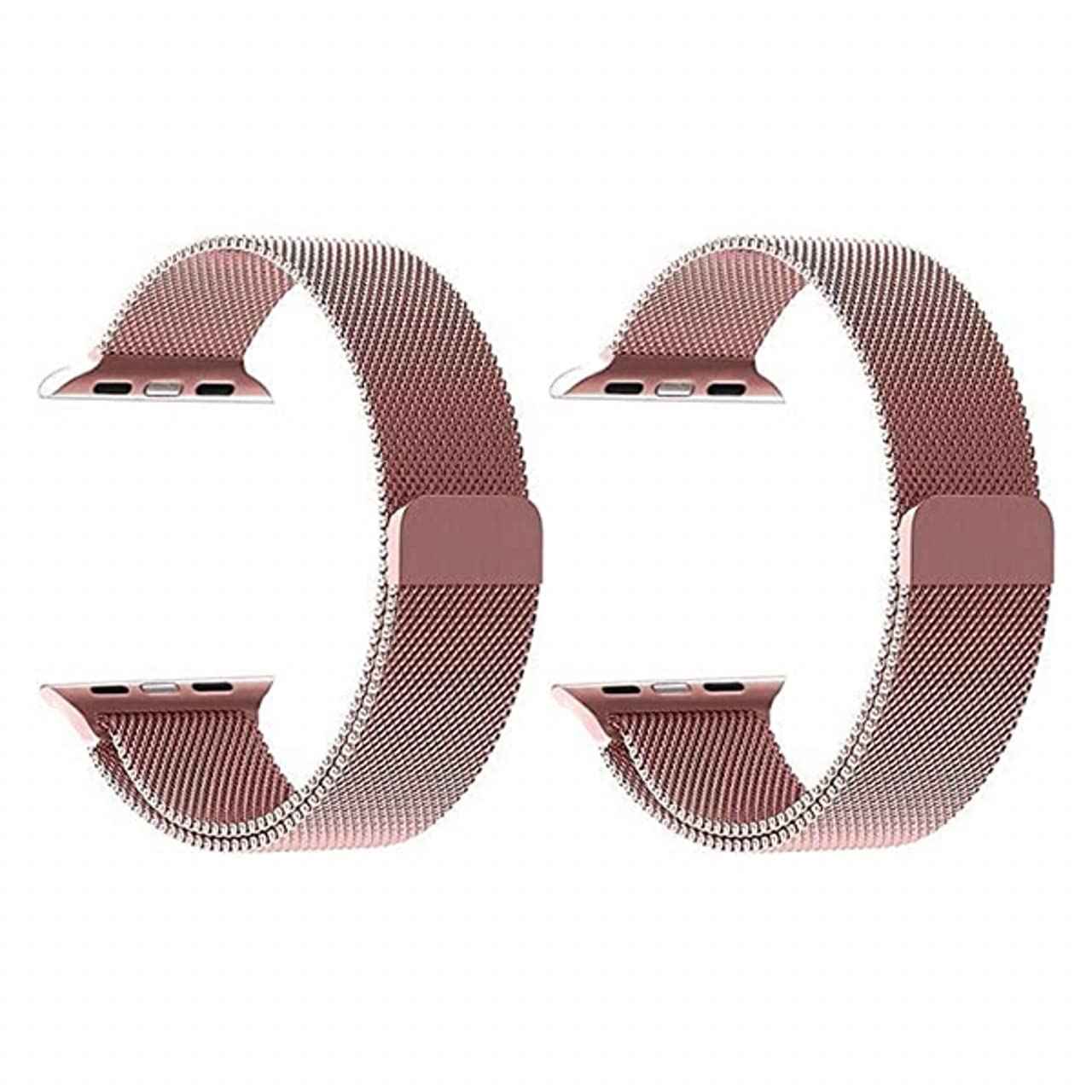 Strap watch magnetic 2pieces for apple watch size 42/44 Rose gold - Safqqa Egypt
