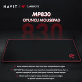 بادة ماوس للالعاب الالكترونية HV-MP830 من هافيت مواد ممتازة مع قاعدة مطاطية مضادة للانزلاق، 900 300 بوصة، 3 ملم، سوداء، بلاستيك