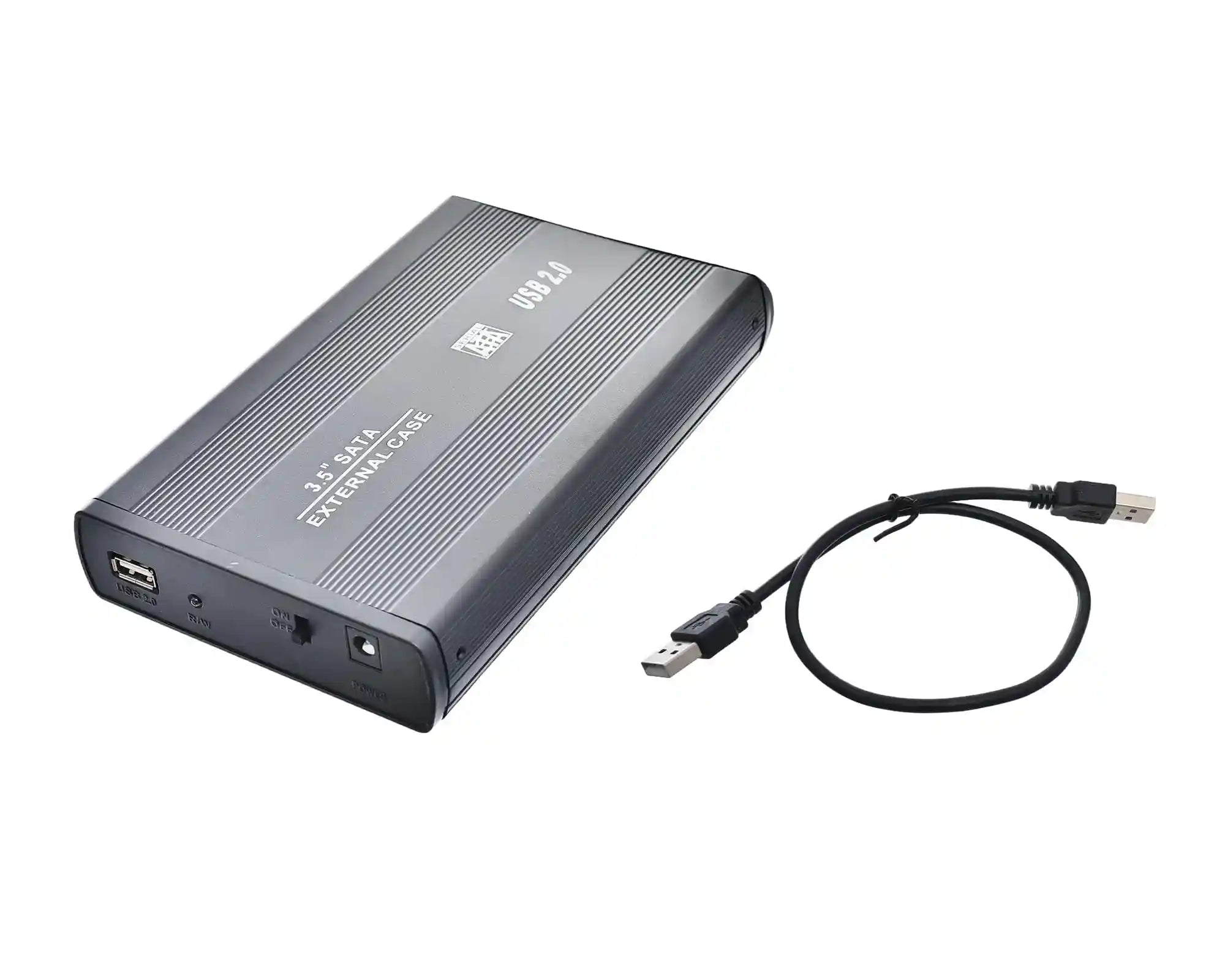 Metal External Case With Adapter And High Speed For 3.5 Inch Hard Disk Drive Enclosure - Black - Safqqa Egypt