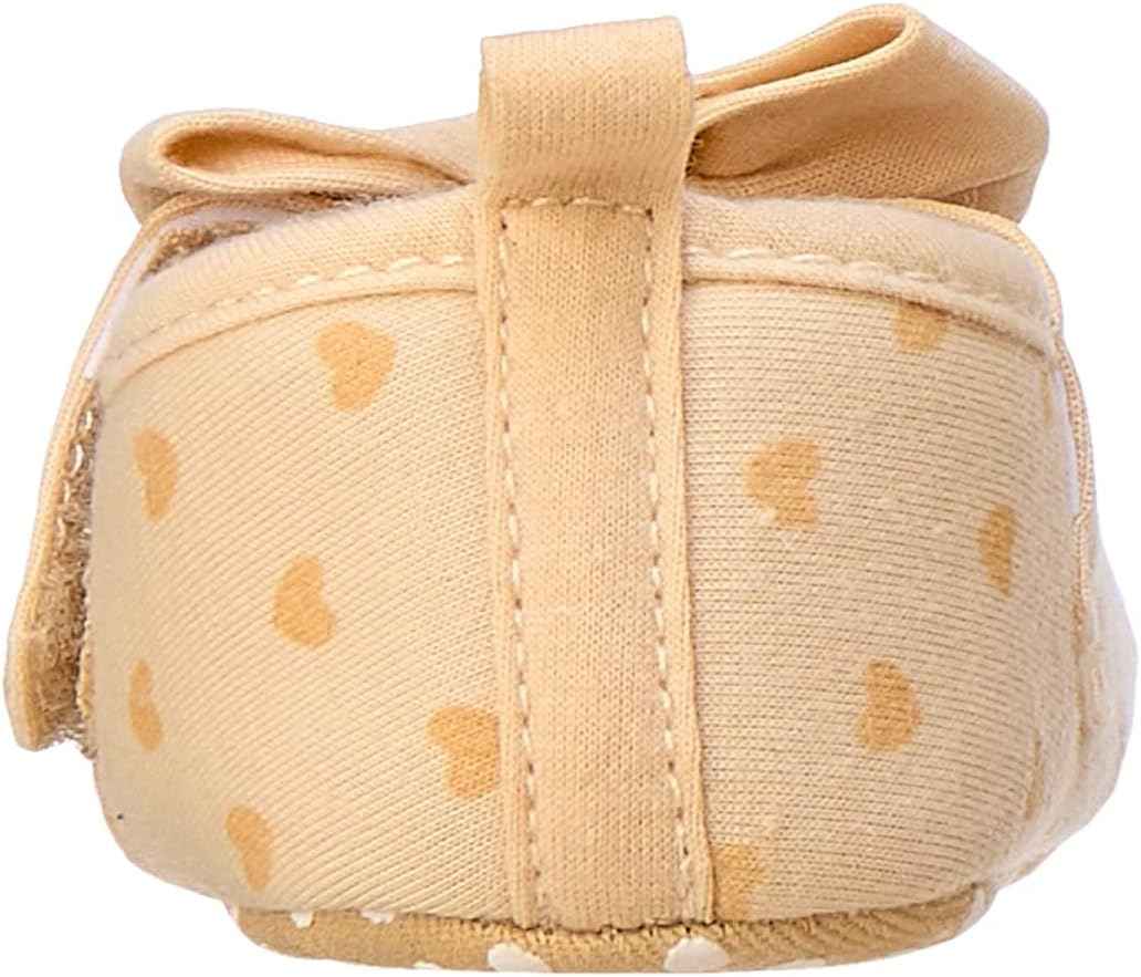 Mix & Max Hearts-Pattern Bow-Detail Mary Jane Shoes for Girls - Beige, 9 - 12 Months - Safqqa Egypt