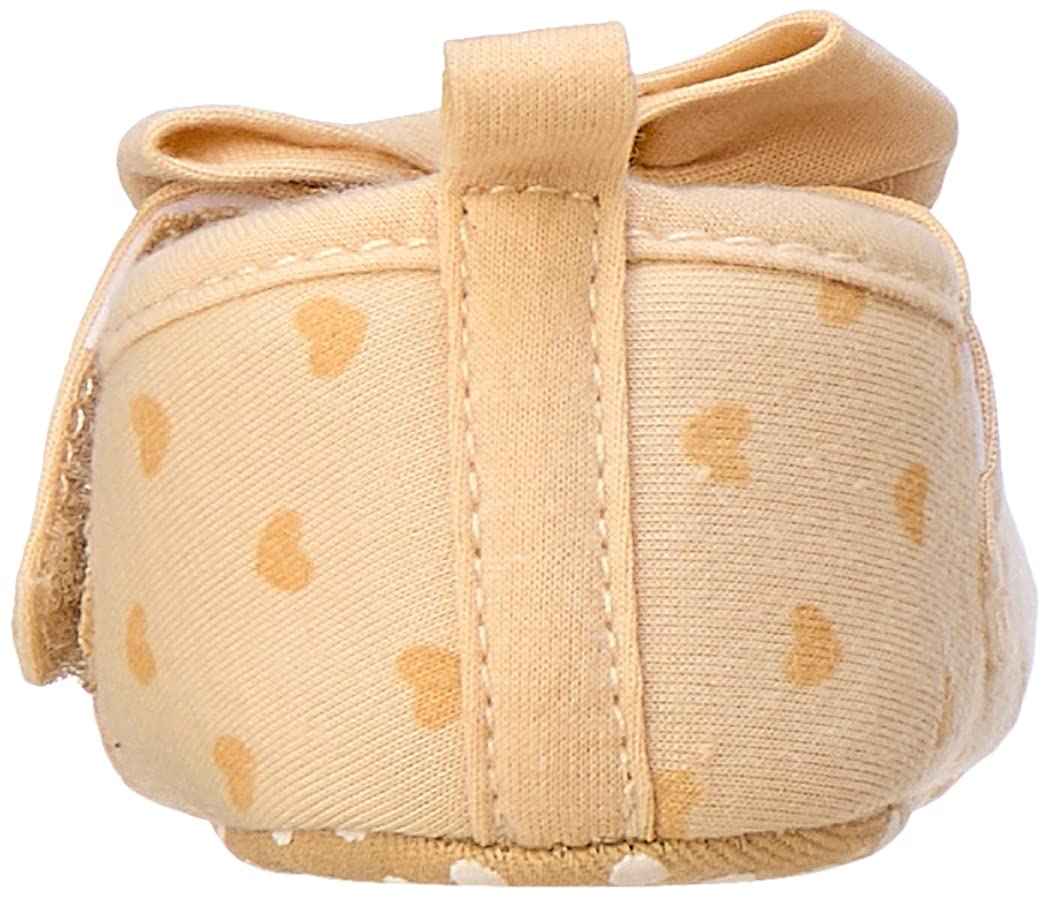 Mix & Max Hearts-Pattern Bow-Detail Mary Jane Shoes for Girls - Beige, 9 - 12 Months - Safqqa Egypt