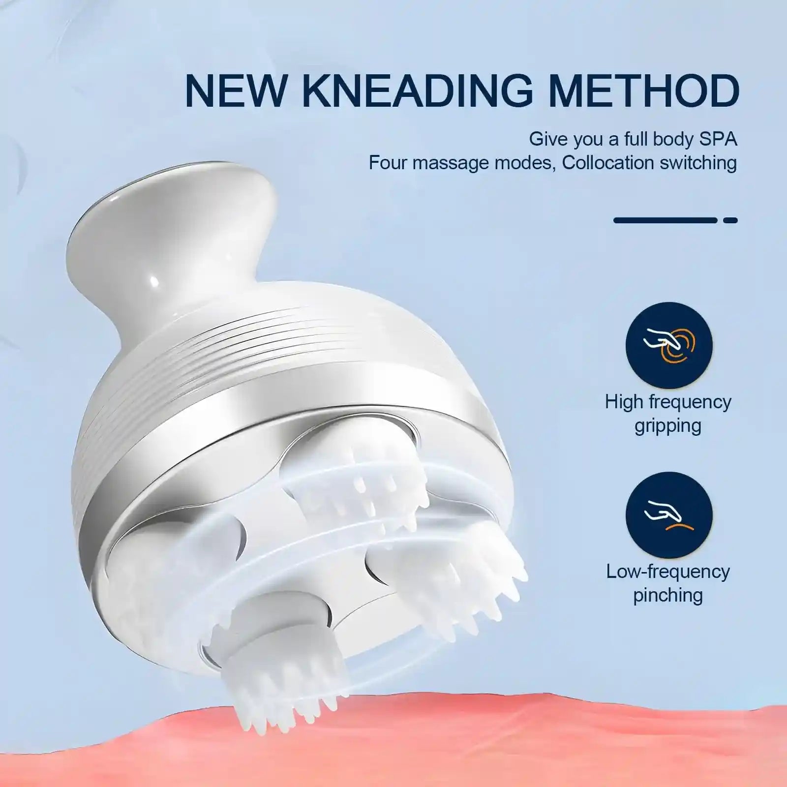 LIARTY White Electric Scalp Head Massager With 4 Removable Heads Attachments For Stimulating Hair Growth - Safqqa Egypt