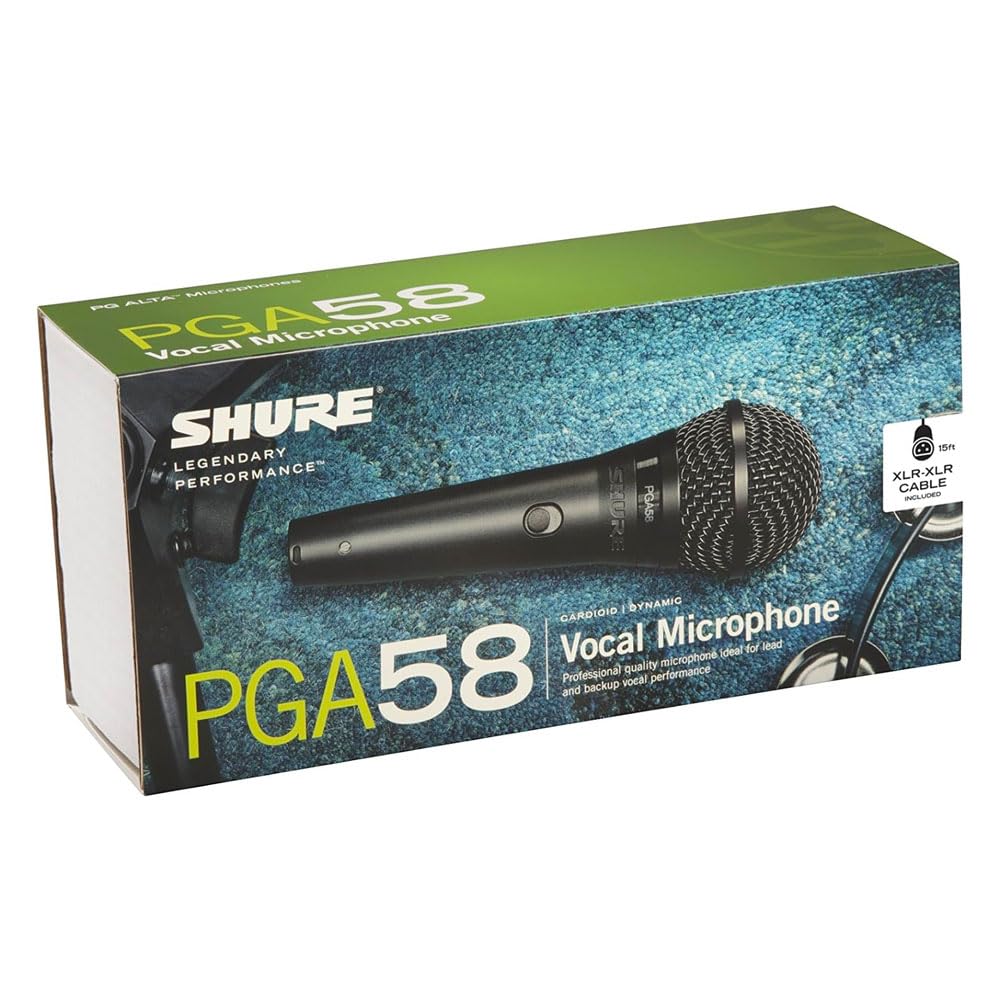 ميكروفون Shure PGA58 الديناميكي هو ميكروفون محمول عالي الجودة مصمم لتقديم صوت واضح وطبيعي للأداء الغنائي أو التحدث. يتميز بنمط التقاط قلبي الاتجاه الذي يعزل الصوت الرئيسي ويقلل الضوضاء الخلفية بشكل فعال