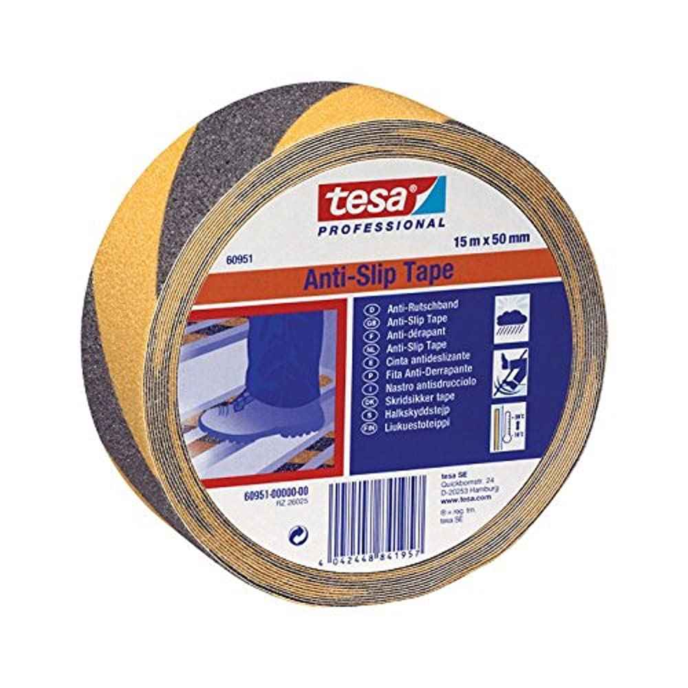 tesa 60951 Hazard Warning Black and Yellow Anti Slip Tape, 50 mm x 15 m - Safqqa Egypt