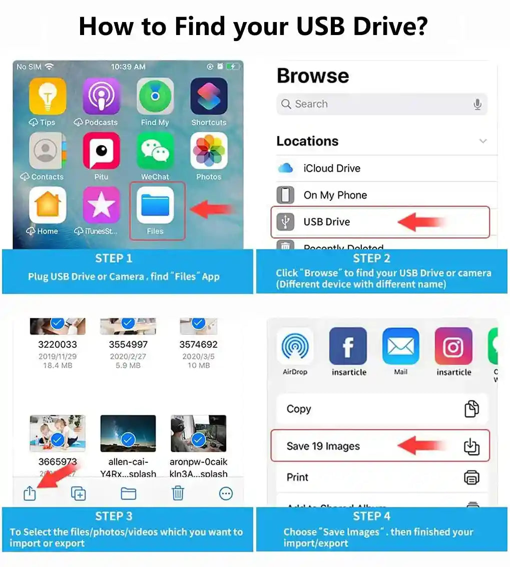 Wahbite Lightning to USB Camera Adapter – USB 3.0 OTG Cable for iPhone/iPad, Plug & Play, Supports Flash Drives, Card Readers, MIDI, Keyboards & More – White - Safqqa Egypt