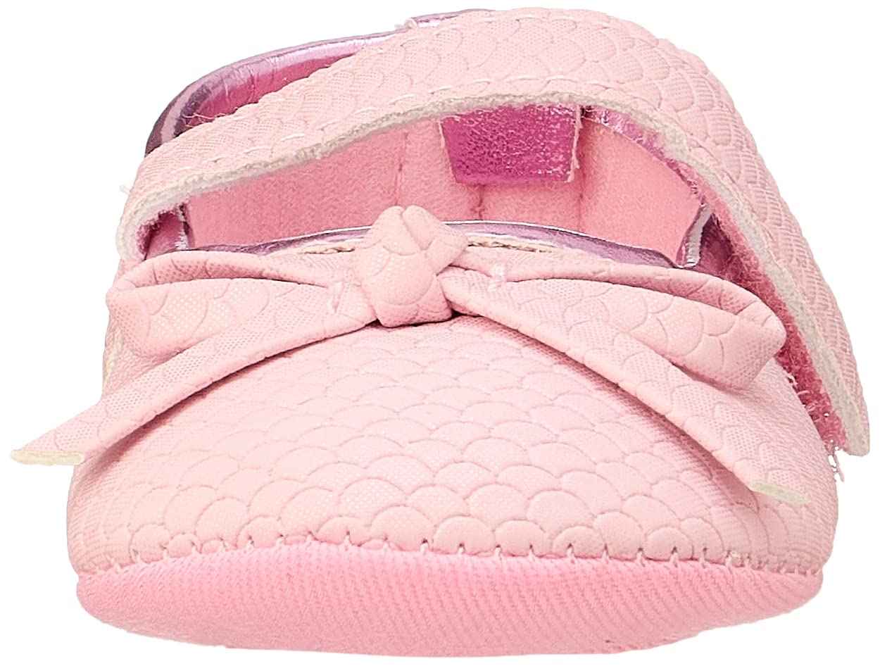 Mix & Max Embossed Pattern Front Bow Velcro Strap Shoes for Girls - 0 - 6 Months - Safqqa Egypt