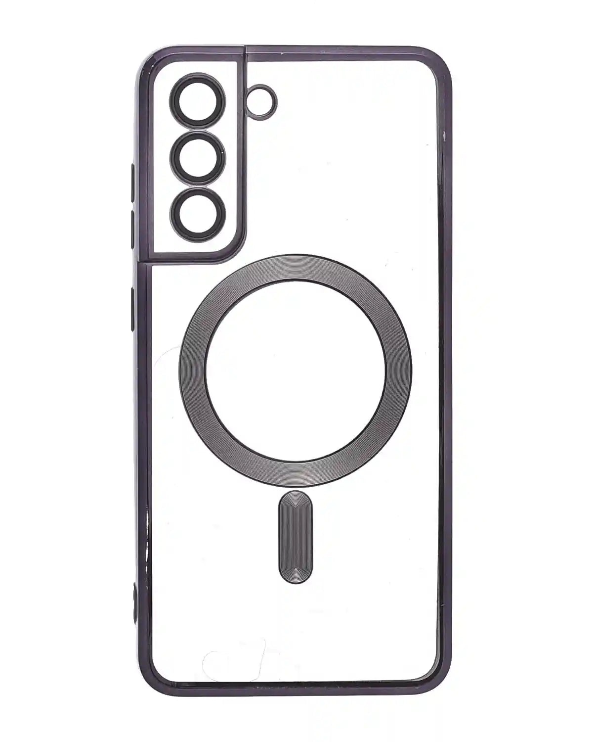 Generic Silicone High Quality Back Phone Protection Case With Safety Silicone Edges And Magsafe Function Compatible For Samsung Galaxy Note S21 FE - Black Transparent - Safqqa Egypt