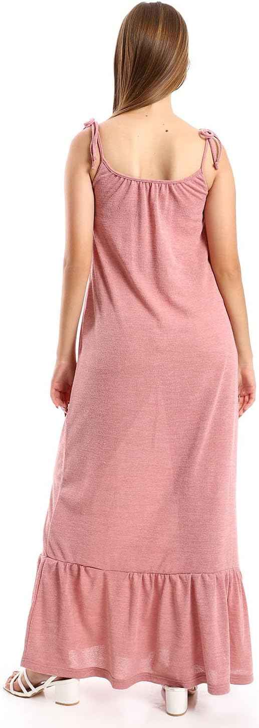 JAMILA Women Knitted Wide Round Collar Tiered Casual Dress DRESS - Safqqa Egypt