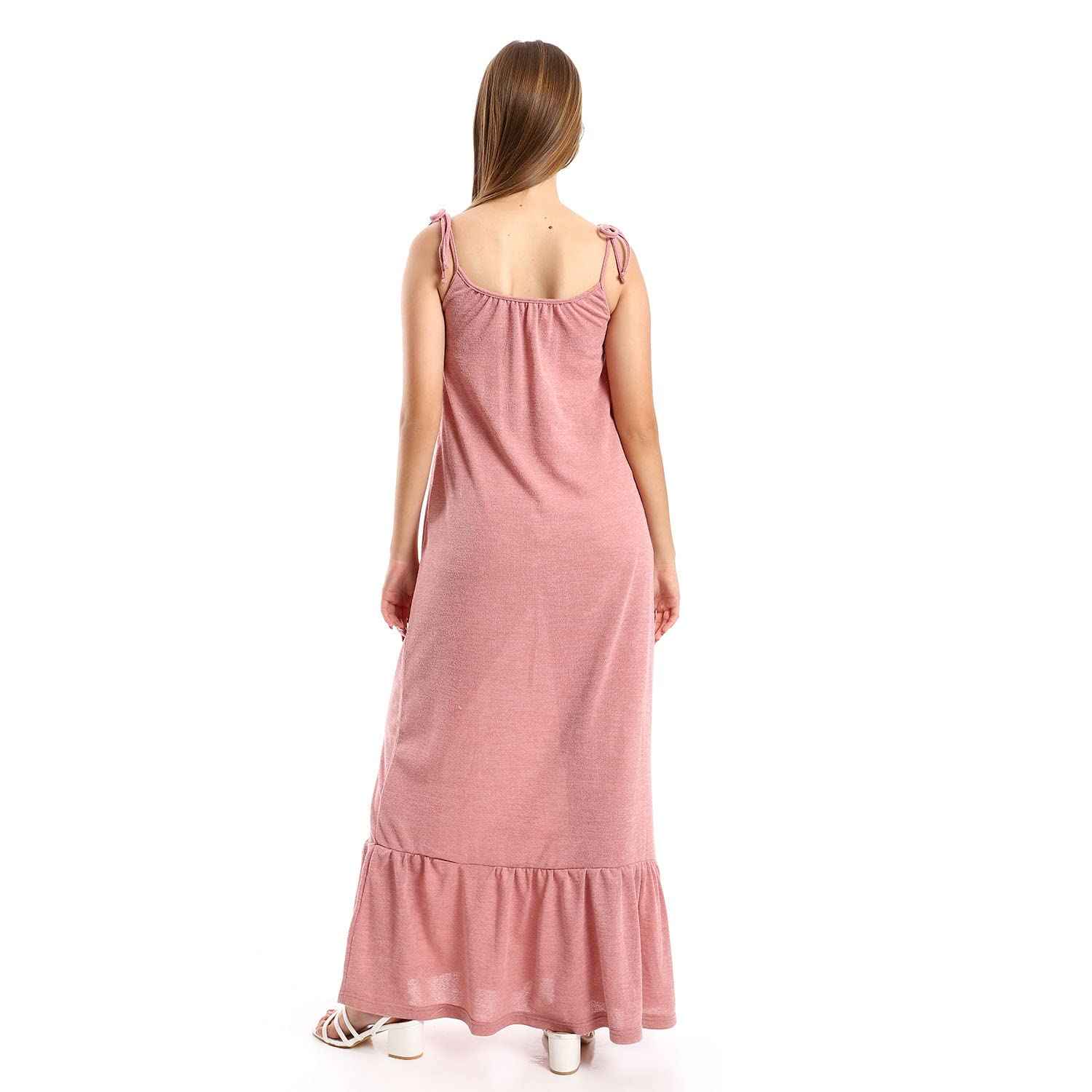 JAMILA Women Knitted Wide Round Collar Tiered Casual Dress DRESS - Safqqa Egypt