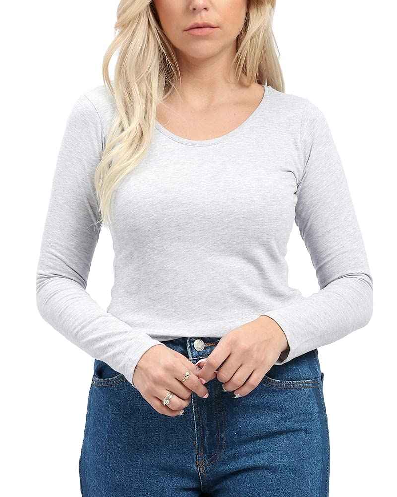 ESLA Long-sleeved Plain Long Top Silver For Womens - Safqqa Egypt