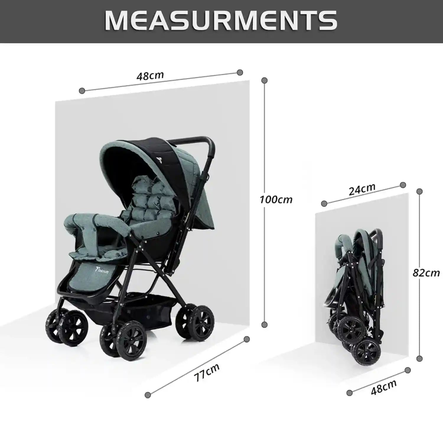 Teknum Reversible Look at Me Stroller - Dark Grey - Safqqa Egypt