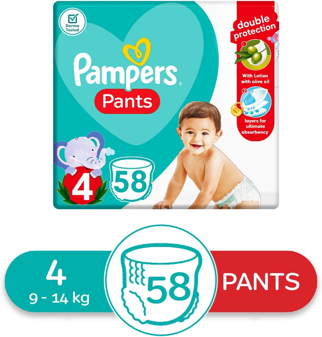 Pampers Pants Diapers, Size 4, Baby Diapers - Safqqa Egypt