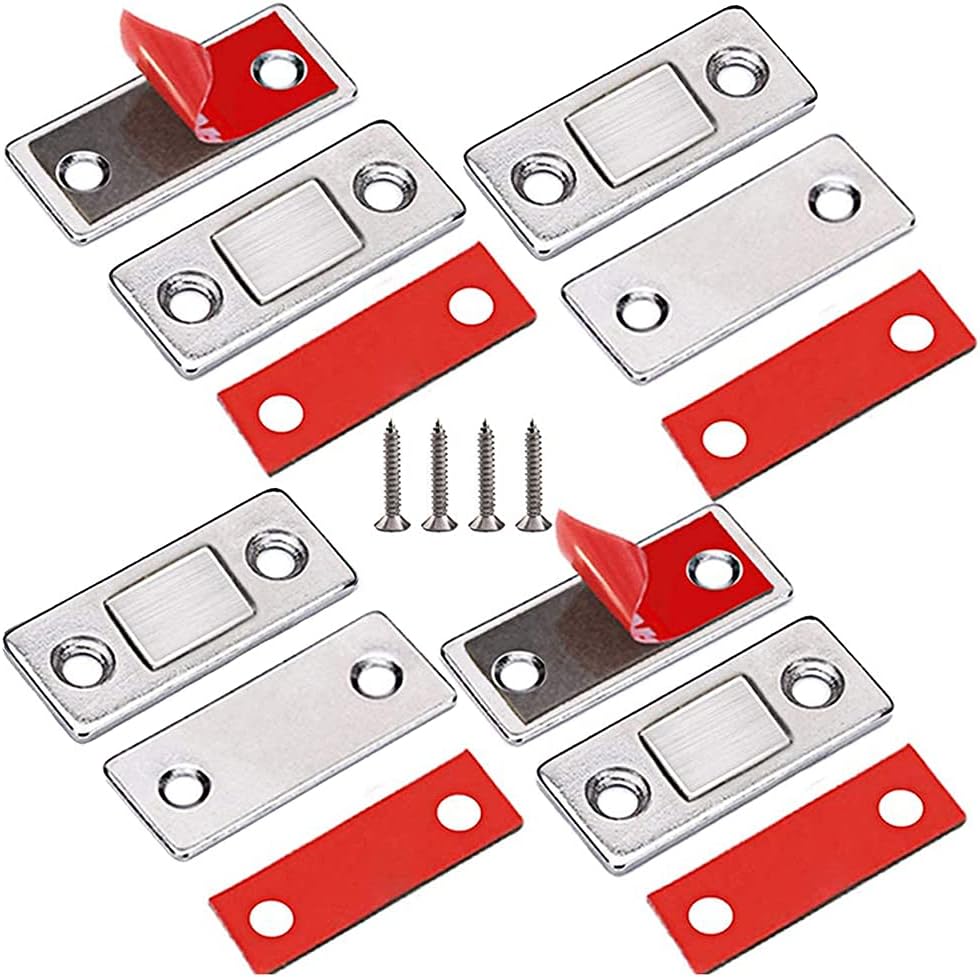 مغناطيس باب خزانة فائق النحافة مع براغي – مشابك مغناطيسية للأبواب والأدراج والنوافذ المنزلقة