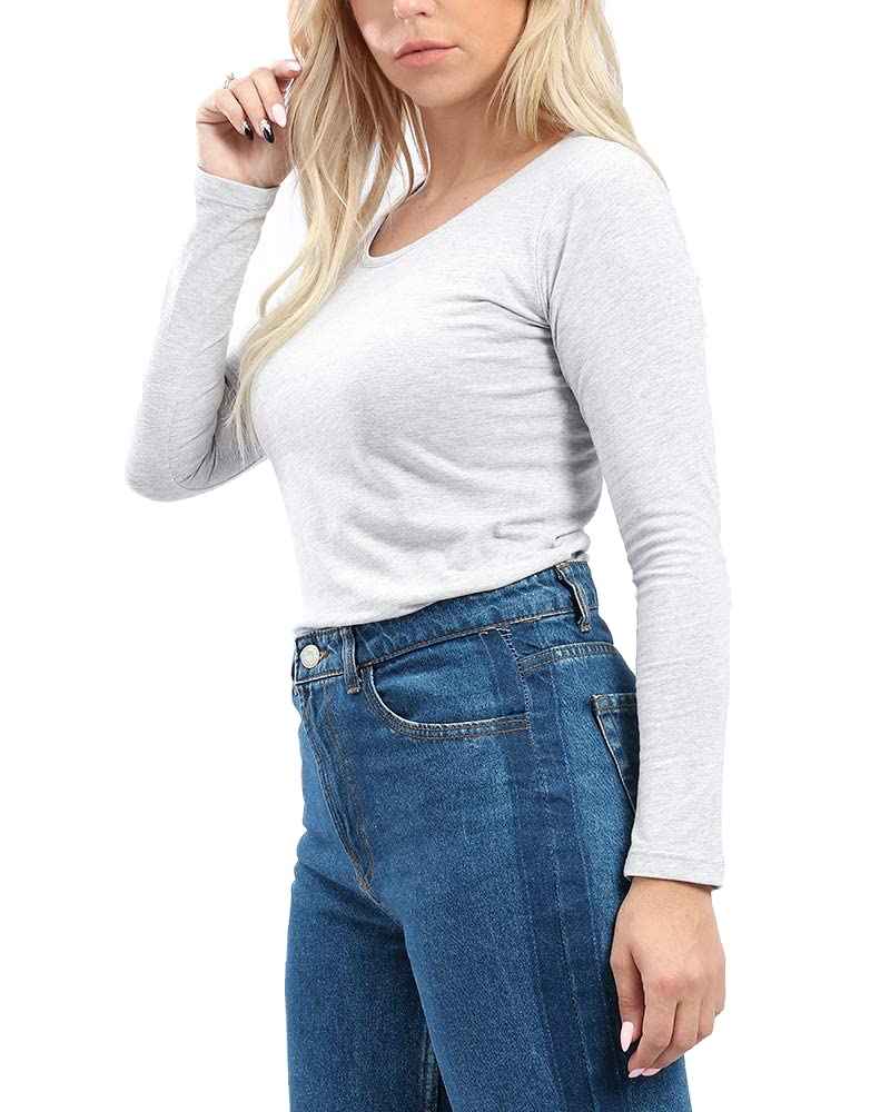 ESLA Long-sleeved Plain Long Top Silver For Womens - Safqqa Egypt