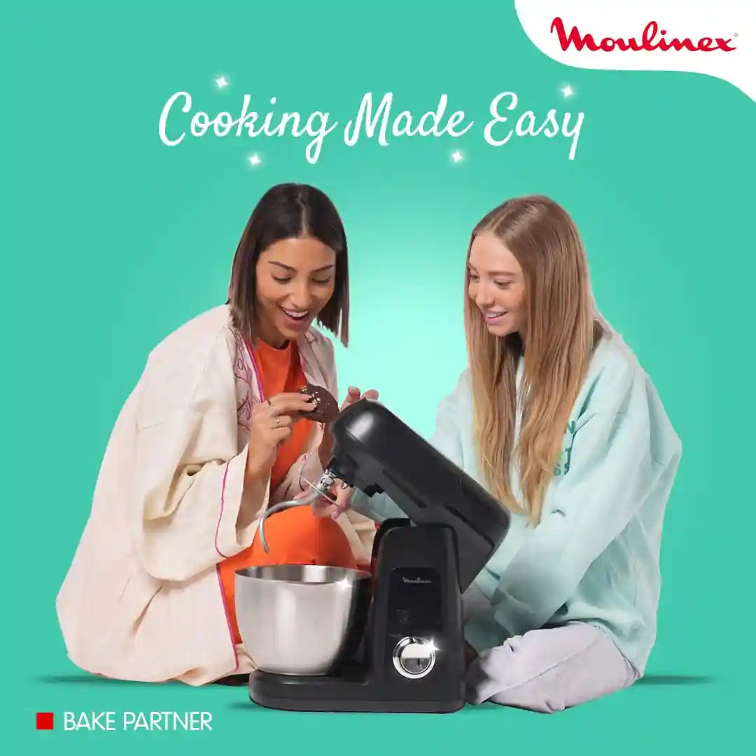 Moulinex Kitchen Machine | Bake Partner| 1100 W | Stand Mixer | 4.8 L Bowl | 8 Speeds + Pulse Function | Durable Performance | BakeGood Accessory Kit |QA525827 - Safqqa Egypt