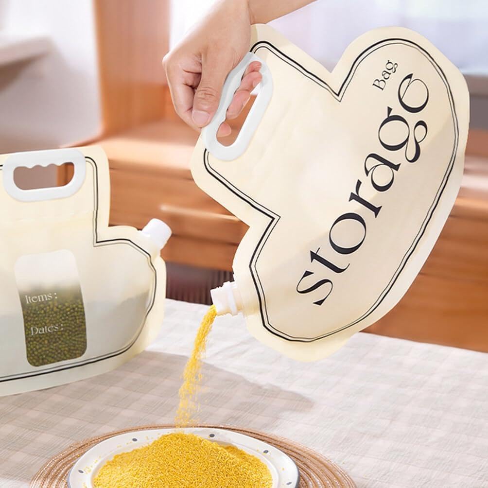 كيس تخزين أرز محكم الإغلاق بسحّاب – قابل لإعادة الاستخدام لتخزين الشعير والتوابل (عبوة 1)