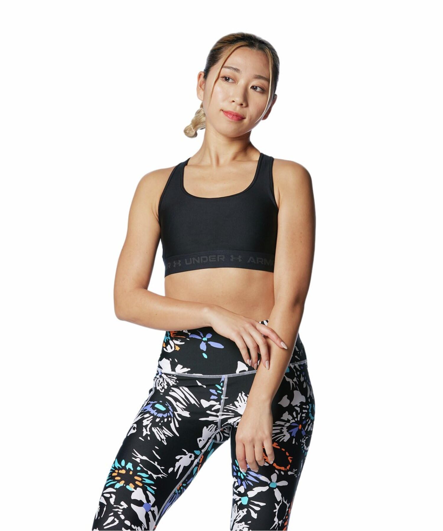 اندر ارمور حمالة صدر رياضية للنساء من يو ايه كروس باك ميد - اسود