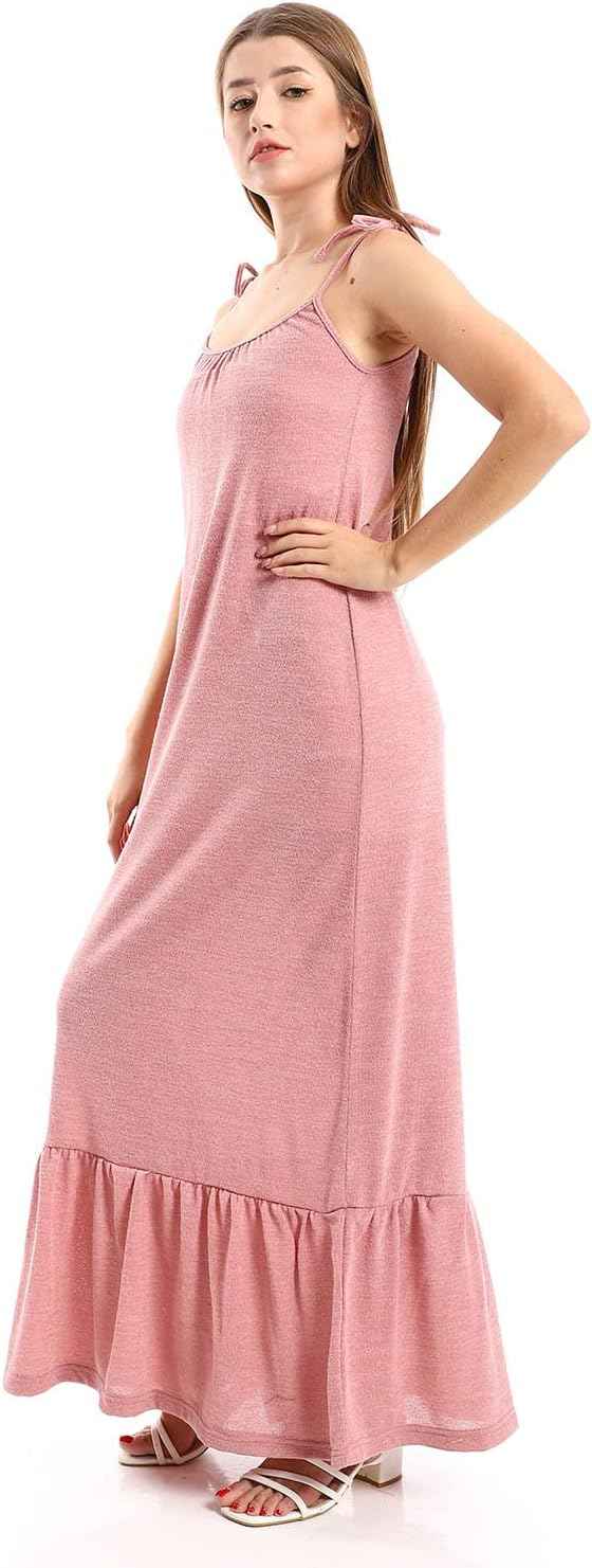 JAMILA Women Knitted Wide Round Collar Tiered Casual Dress DRESS - Safqqa Egypt