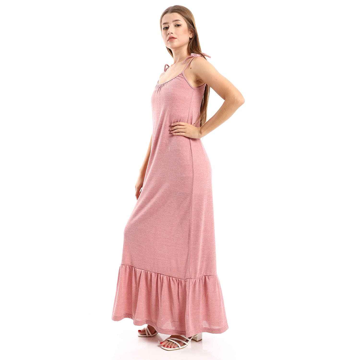 JAMILA Women Knitted Wide Round Collar Tiered Casual Dress DRESS - Safqqa Egypt